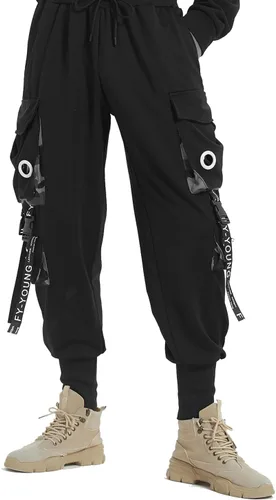 Miniatura 7 de Hello MrLin Pantalones deportivos para hombre, estilo punk, cargo, holgados, para hip hop, pantalones de harén, pantalones tácticos para atletismo