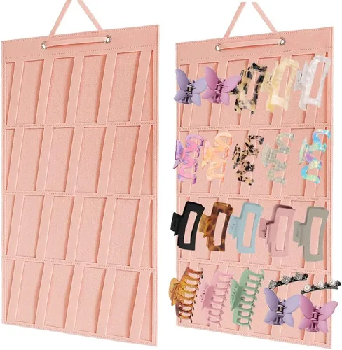 Miniatura 9 de Organizador de pinzas de garra, organizador grande de pinzas para el cabello, pinzas colgantes de fieltro de alta calidad, colgador de Beige