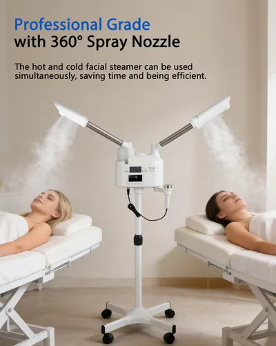 Miniatura 2 de Artist hand Vaporizador facial profesional 4 en 1, vaporizador facial caliente y frío con lámpara de aumento LED 5X, vaporizador esteticista