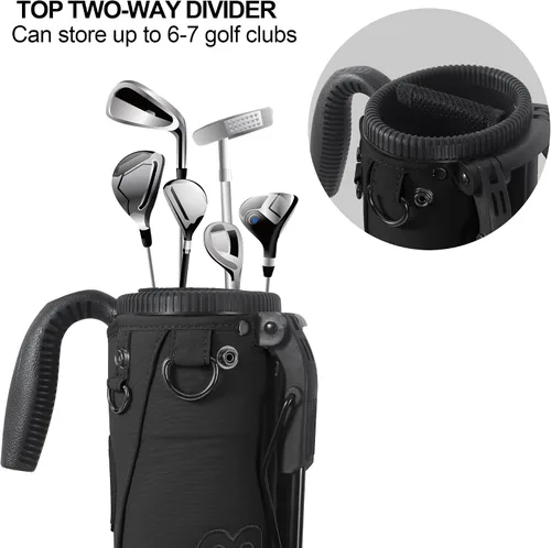 Miniatura 4 de Bolsa de golf ligera, fácil de llevar, pequeña bolsa de golf con divisores de longitud completa de 2 vías y bolsillos, para el campo de prácticas