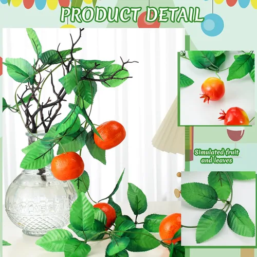 Miniatura 3 de 8 piezas de decoración de Sukkah frutas colgantes para Sucot, decoraciones de frutas de manzana Etrog para fiestas judías (estilo fresco)