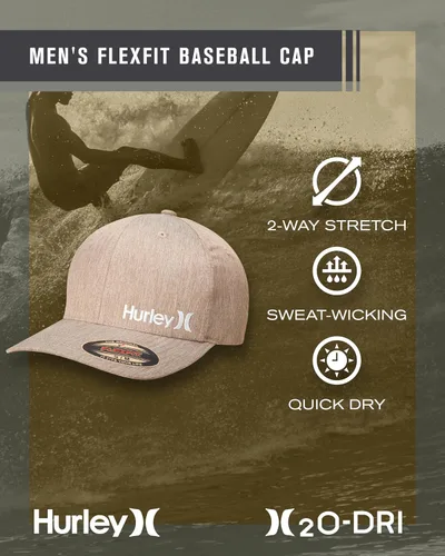 Miniatura 2 de Hurley Gorra de béisbol para hombre Flexfit Curve Bill Fitted Trucker Hat para hombre (S-XL)