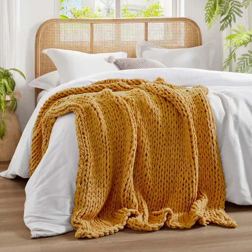 Miniatura 6 de Madison Park Manta bohemia, suave regalo hecho a mano para decoración del hogar, ligera y transpirable para todas las estaciones, manta de punto