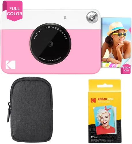 Miniatura 19 de Kodak Printomatic - Paquete de inicio de cámara de impresión instantánea a todo color + estuche de transporte + papel fotográfico Zink de 20 Negro