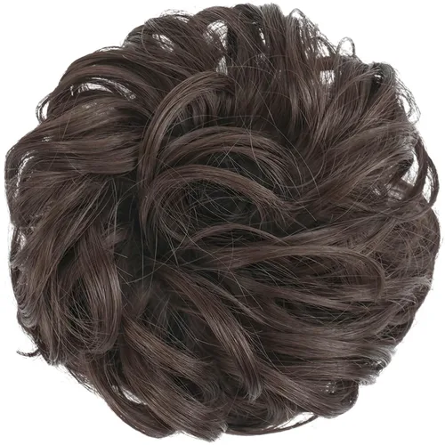 Miniatura 2 de FESHFEN - Pieza de pelo de moño desordenado - Extensiones de coleteros elásticos de pelo ondulado y rizado sintético, extensiones de cabello para 6#