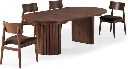 Miniatura 20 de Transformer Table - Mesa de comedor redonda extensible de madera maciza, mesa de comedor redonda extensible, muebles modernos que ahorran espacio