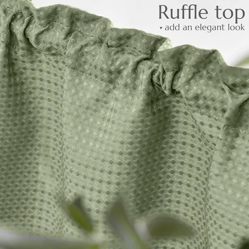 Miniatura 5 de Cenefa con textura de tejido waffle para cocina, cortinas de ventana impermeables (60 x 18 pulgadas, Sage, un panel)