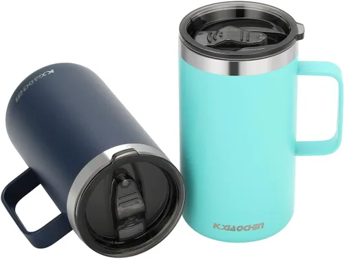 Miniatura 14 de KXIAOCHEN - Taza de café aislada de 20 onzas con tapa, taza de café de acero inoxidable, vaso de café de doble pared con aislamiento al vacío