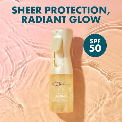 Miniatura 3 de Kopari Golden Sunglaze Protector Solar en Niebla para el Cuerpo SPF 50, Infundido con Aceite Corporal con Destellos, Niebla Hidratante, Hidrata