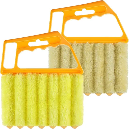 Geiserailie Limpiador veneciano para ventana, 2 piezas, herramienta lavable con 7 dedos, limpiador de polvo y persiana de ventilación de aire, 2