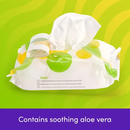 Miniatura 5 de Lovehoney Fresh Toy & Body Wipes - Toallitas de aloe vera - Paquete resellable - Paquete de 25