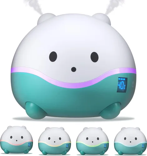 LittleHippo WISPI Humidificador 3 en 1, Difusor y Luz Nocturna para Bebé/Niños - 3 Intensidades de Neblina, 7 Luces LED Cambiantes de Color, Bandeja