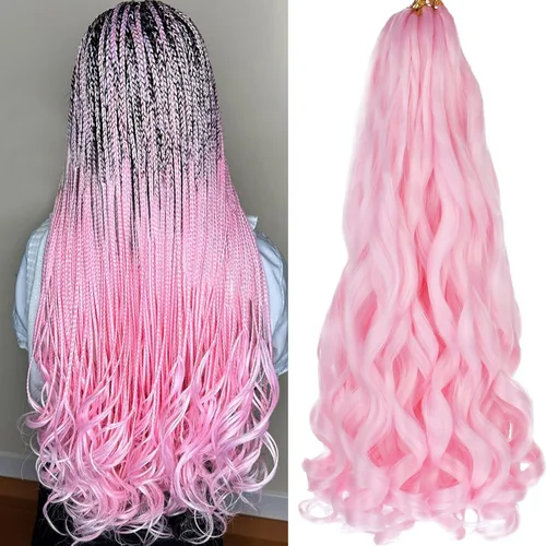 Miniatura 39 de COOKOO 9 paquetes de cabello rizado francés trenzado de 18 pulgadas, suave y flexible, cabello trenzado de alta calidad, rizos franceses, extensión
