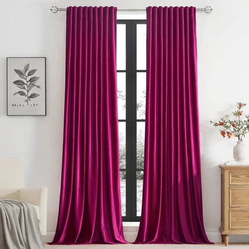 Miniatura 13 de PRIMROSE Cortinas de terciopelo champán de 63 pulgadas de largo para sala de estar, juego de 2 paneles opacos, bolsillo para barra, pestaña trasera