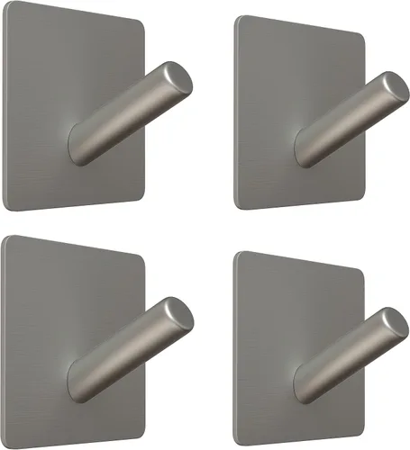 Ganchos autoadhesivos para toallas de baño de níquel cepillado para montar en la puerta de baño, tiras fuertes de acero inoxidable SUS304 para