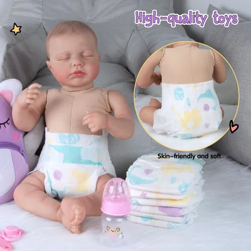 Miniatura 4 de Juego de 10 bolsas de pañales para muñecas Reborn de 17 a 24 pulgadas, accesorios para bebés recién nacidos, con mochila de unicornio, pañales