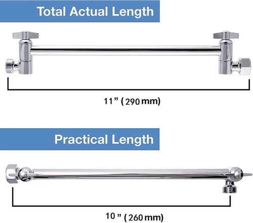 Miniatura 5 de NearMoon Cabezal de ducha de lluvia con brazo de extensión ajustable de 11 pulgadas, cabezal cuadrado grande de acero inoxidable de alto flujo