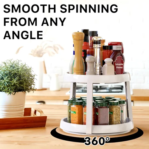 Miniatura 3 de Simple Houseware Organizador de especias Lazy Susan de 2 niveles, 10 pulgadas de diámetro, arce