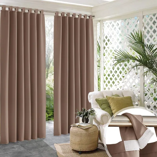 Miniatura 41 de RYB HOME Cortinas para Exteriores para Patio - 2 Paneles Cortinas para Exteriores Desmontables con Parte Superior Adhesiva Impermeables Opacas