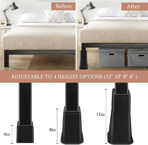 Miniatura 5 de shouwuhho Elevador de Cama de 8 Pulgadas de Alta Resistencia, Elevador de Muebles de 12" 8" 4" para Mesa, Pata de Escritorio, Sofá, Sofá Cama