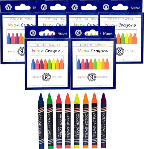 Miniatura 10 de Color Swell Paquete de crayones de neón, una caja de divertidos crayones de neón de calidad para profesores, duraderos para niños, estudiantes