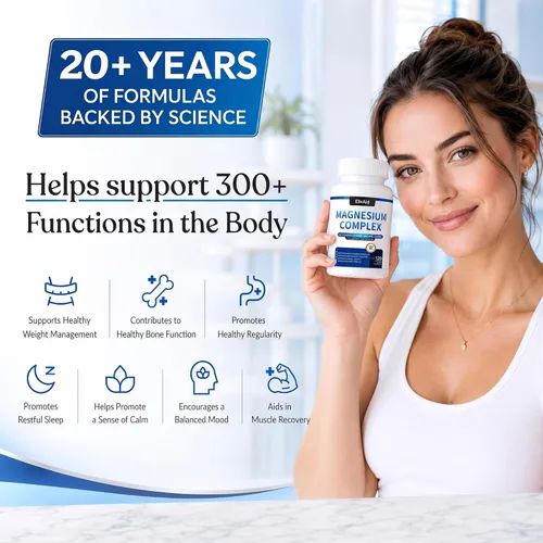 Miniatura 2 de Complejo de magnesio para mujeres y hombres 1000 mg - Suplemento de magnesio 7 en 1 (glicinato, citrato y malato) cápsulas para apoyo al sueño