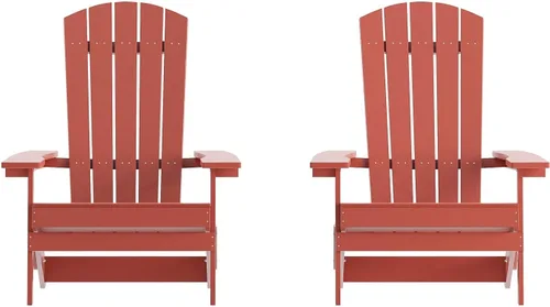 Miniatura 14 de Flash Furniture Charlestown – Silla plegable Adirondack de poliresina para interiores o exteriores, resistente a la intemperie, color negro