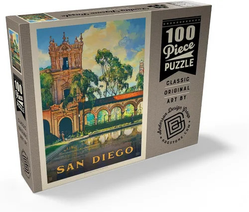 Miniatura 2 de MyPuzzle San Diego, CA: Balboa Park, póster vintage, rompecabezas prémium de 100 piezas para adultos