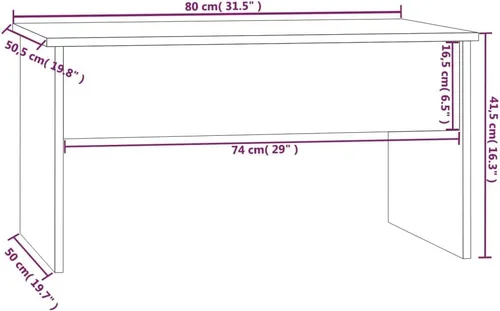 Miniatura 2 de Mesa auxiliar, mesa de centro grande, mesa de centro estrecha adecuada para sala de estar, oficina, balcón, sala de estar familiar, Sonoma gris