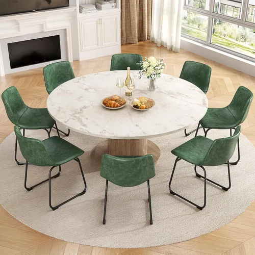 Miniatura 24 de REONEY Juego de 2 sillas de comedor, sillas de comedor sin brazos de piel sintética con respaldo, silla moderna de cocina comedor de 18 pulgadas