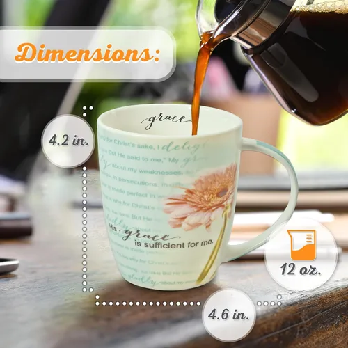 Miniatura 2 de Christian Art Gifts Taza de café de cerámica con diseño de mariposa azul, 12 onzas, apta para microondas y lavavajillas, taza de café y té