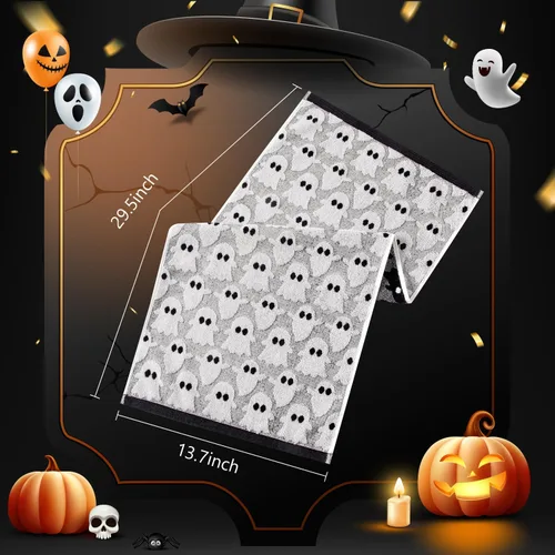 Miniatura 7 de Quera Paquete de 2 toallas de mano de Halloween, fantasma, color blanco y negro, juego de toallas decorativas para baño, para secar, limpiar