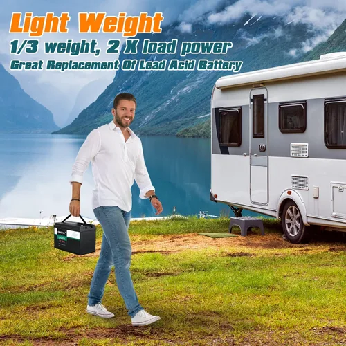 Miniatura 3 de OGRPHY Batería de 12V 100Ah LiFePO4, batería de litio de celdas de grado A de 1280Wh con BMS de 100A, hasta 5000+ ciclos profundos para RV, motor