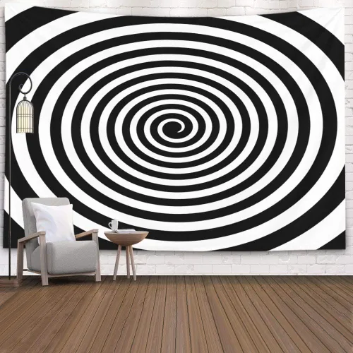 Miniatura 9 de Crannel Papel tapiz decorativo en blanco y negro, arte también conocido como estilo óptico visual que hace uso de ilusiones es un tapiz de 50 x 60