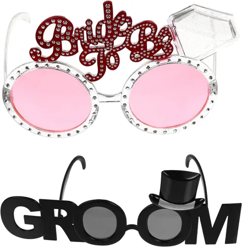 NUOBESTY 2 lentes de sol para novia y novio, anteojos decorativos para fiesta de boda, accesorios ligeros para despedida de soltero y despedida de