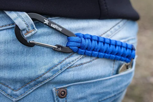 Miniatura 6 de Llavero Paracord con mosquetón – 2 llaveros de mosquetón para mochila, supervivencia, campamento. Llaveros de paracaídas para hombre Rosa - Black