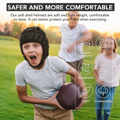 Miniatura 3 de Flag - Casco de fútbol juvenil de carcasa suave para fútbol 7v7, casco de carcasa suave para bandera de fútbol para niños y adultos, casco de rugby