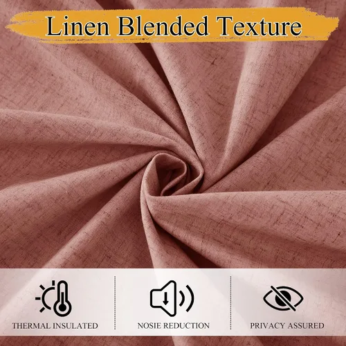 Miniatura 6 de RYB HOME Cortinas 100% opacas con forro blanco, cortinas de lino natural, cortinas de servicio Haeavy Duty, tratamiento de ventana con aislamiento