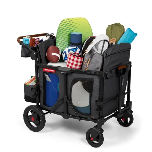 Miniatura 20 de Radio Flyer Voya XT Cochecito Vagón para Bebé – Carrito Rodante de Juego al Aire Libre y Carrito de Playa con Ruedas, Vagón Cochecito Cuádruple