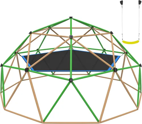 Miniatura 9 de Gardenature - Cúpula de escalada de 10 pies con hamaca, gimnasio de jungla al aire libre para niños, estructura de escalada geométrica con cúpula