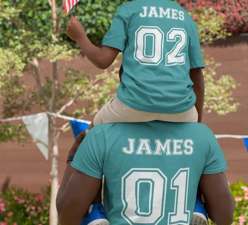 Miniatura 4 de Camisas personalizadas a juego para papá y niños, camisetas personalizadas con nombre de padre e hijo, trajes familiares hechos a mano, camisas a
