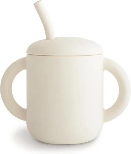Miniatura 17 de mushie - Taza de entrenamiento de silicona 100% y pajita para niños pequeños 6 meses en adelante (Ballenas)