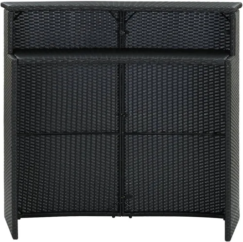 Miniatura 5 de vidaXL Mesa de bar negra para patio, diseño moderno, clima, ligera y duradera, marco de acero con recubrimiento de polvo de ratán de polietileno