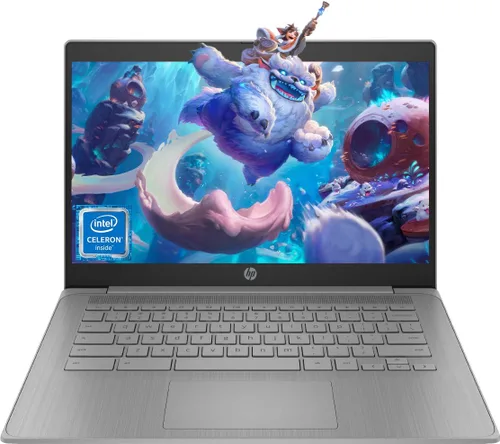 HP Laptop estudiantil Chromebook HD de 14 pulgadas, Intel Quad-Core N4120 (> N4020), 4 GB de RAM, 64 GB eMMC, Wi-Fi, cámara web, HDMI, USB-A y C, 14