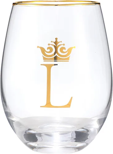 Miniatura 15 de Vaso de vino de 15 onzas con letra A, regalo personalizado con inicial, para boda, dama de honor, cumpleaños, graduación, para hombres y mujeres