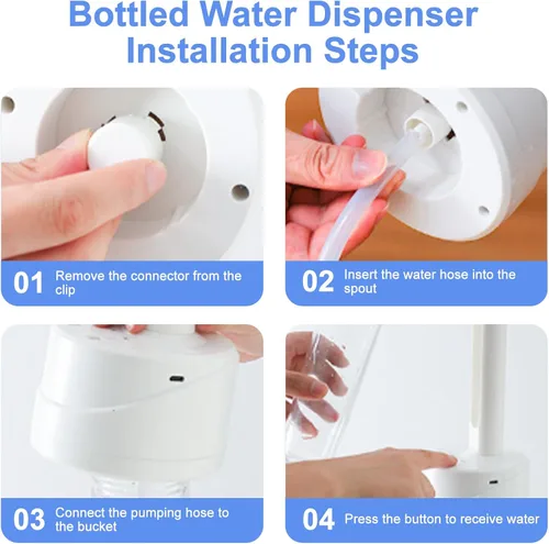 Miniatura 8 de Dispensador de botellas de agua eléctrica de escritorio de doble uso, de 5 galones, carga USB tipo C, bomba automática de botella de agua potable
