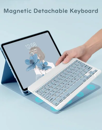 Miniatura 3 de Funda con teclado para iPad de 6ª y 5ª generación, iPad Pro 9.7, iPad Air 2, iPad Air 1, funda delgada con bonito teclado de color, funda de teclado