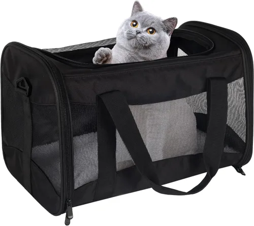 Miniatura 6 de Estuche de transporte para gatos, aprobado por aerolíneas, portátil y transpirable, transportador de viaje para mascotas, almohadilla de forro polar