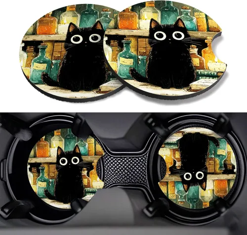 Miniatura 23 de Posavasos para automóvil, paquete de 2 posavasos para automóvil, 2.75 pulgadas, antideslizantes y absorbentes, para portavasos de automóvil