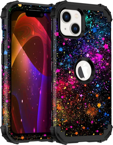 Miniatura 13 de Miqala Funda compatible con iPhone 14 Plus, que brilla en la oscuridad, tres capas, resistente, a prueba de golpes, de plástico duro, funda Amaranto